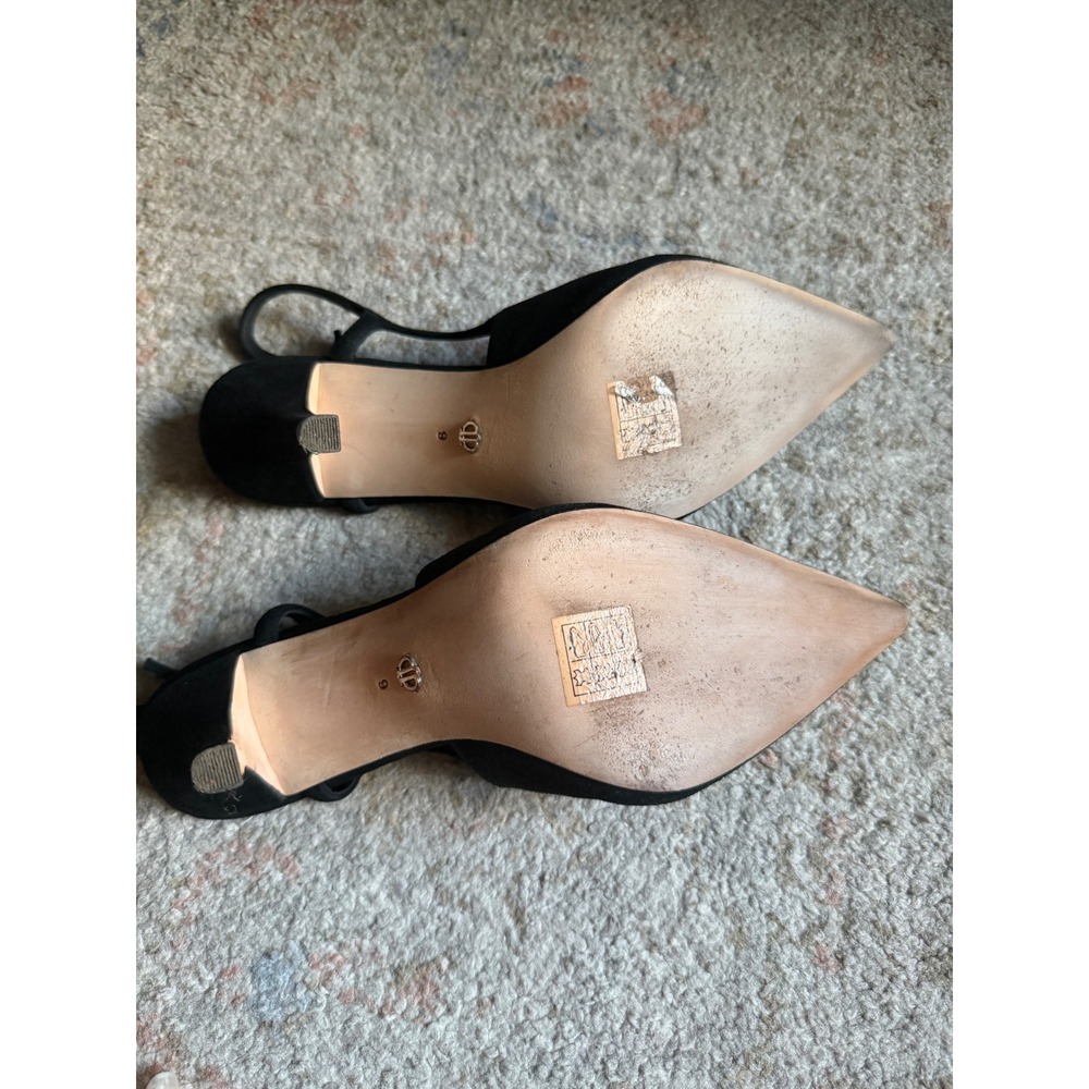 Paige Womens Black Suede Slingback Pointed Toe Pump Heels Size 6 - Picture 3 of 5